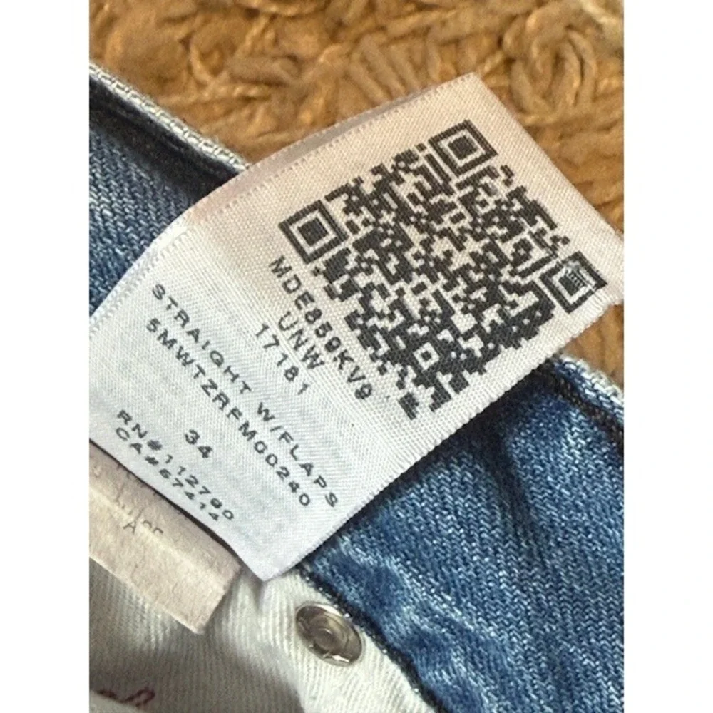True Religion World Tour Straight Jeans 34 Made in USA‎ Light Wash Flap Y2K VTG